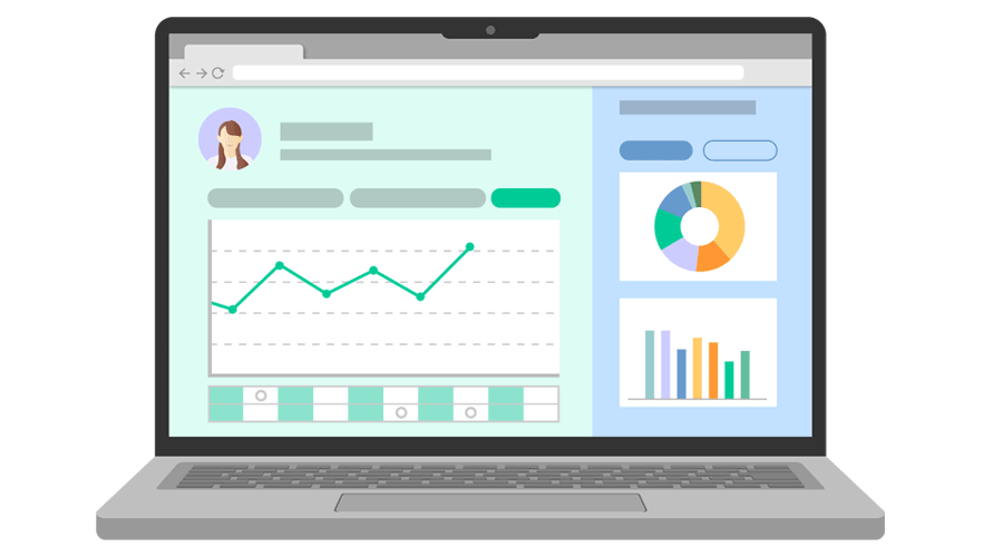 パソコンでデータ分析を行っている画像
