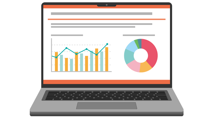 パソコンで、ホームページのアクセス状況を分析している